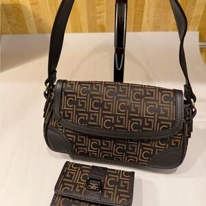 Liz claiborne Brown Patterned Shoulder Bag and Wallet Set